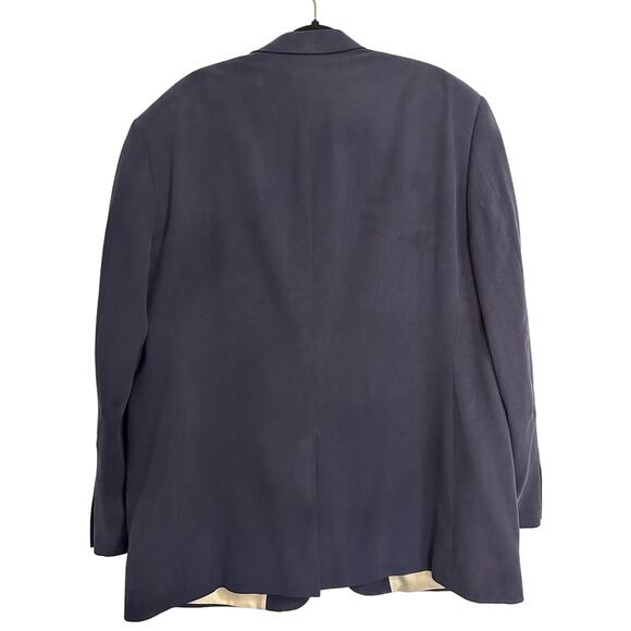 Alan Flusser Blue Silk Two Button Front Single Breasted Sports Jacket Size 48L - Picture 2 of 6